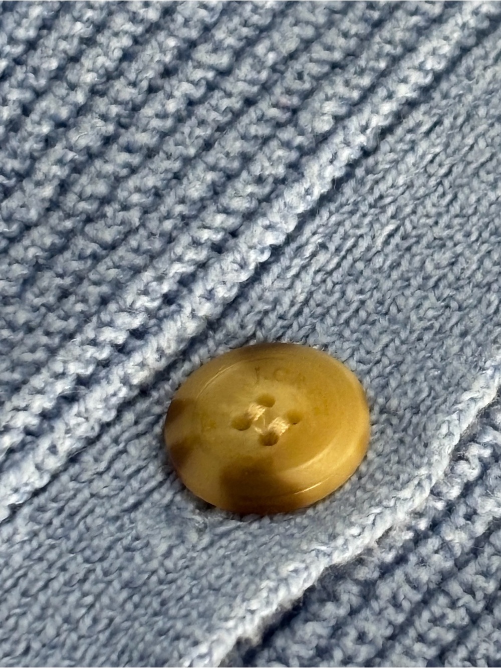 J. Crew Factory Blue Ribbed V-Neck Button Cardigan - Picture 3 of 6